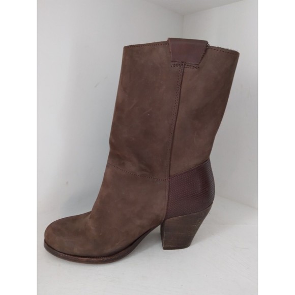 KSUBI Boots Heeled Brown Leather Womens Size 37 US 7 Made in Portugal - Picture 5 of 9